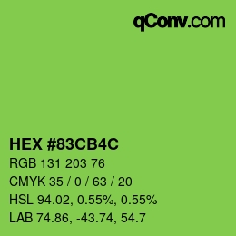 Color code: HEX #83CB4C | qconv.com