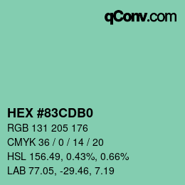 カラーコード: HEX #83CDB0 | qconv.com