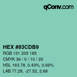 カラーコード: HEX #83CDB9 | qconv.com