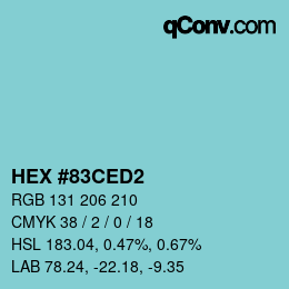 カラーコード: HEX #83CED2 | qconv.com