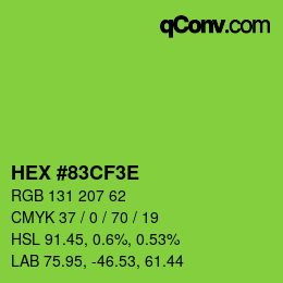 Color code: HEX #83CF3E | qconv.com