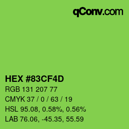 カラーコード: HEX #83CF4D | qconv.com