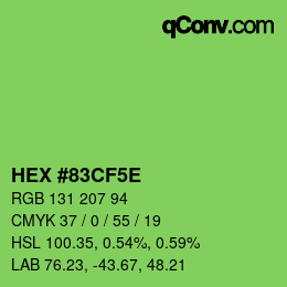 Color code: HEX #83CF5E | qconv.com