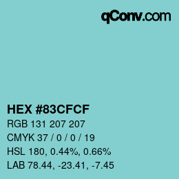 颜色代码: HEX #83CFCF | qconv.com
