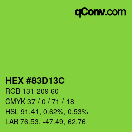 カラーコード: HEX #83D13C | qconv.com
