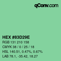 Color code: HEX #83D29E | qconv.com