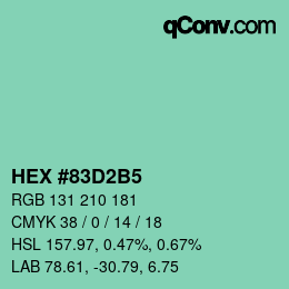 カラーコード: HEX #83D2B5 | qconv.com