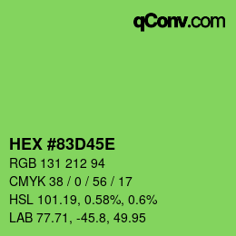 Color code: HEX #83D45E | qconv.com