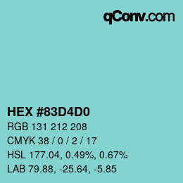カラーコード: HEX #83D4D0 | qconv.com