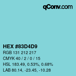 颜色代码: HEX #83D4D9 | qconv.com
