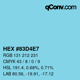 カラーコード: HEX #83D4E7 | qconv.com