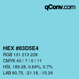 颜色代码: HEX #83D5E4 | qconv.com