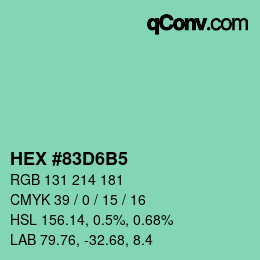 カラーコード: HEX #83D6B5 | qconv.com
