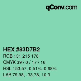 カラーコード: HEX #83D7B2 | qconv.com