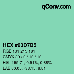 カラーコード: HEX #83D7B5 | qconv.com