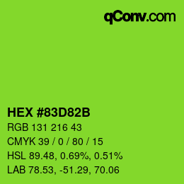 カラーコード: HEX #83D82B | qconv.com