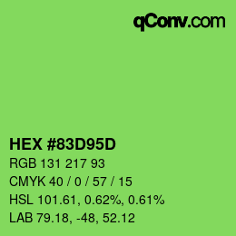 カラーコード: HEX #83D95D | qconv.com