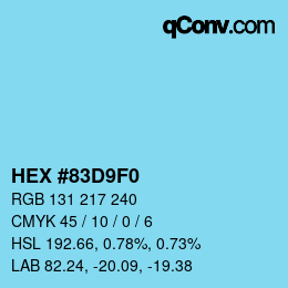 カラーコード: HEX #83D9F0 | qconv.com