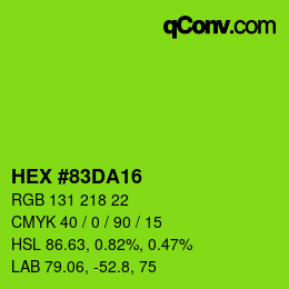 Code couleur: HEX #83DA16 | qconv.com