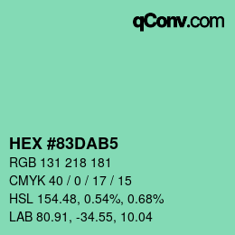 カラーコード: HEX #83DAB5 | qconv.com