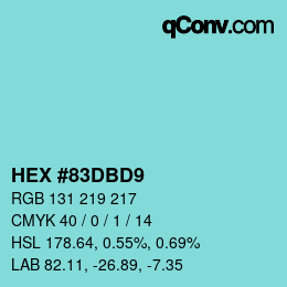 Color code: HEX #83DBD9 | qconv.com