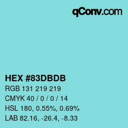カラーコード: HEX #83DBDB | qconv.com