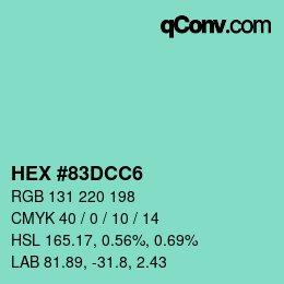 Color code: HEX #83DCC6 | qconv.com