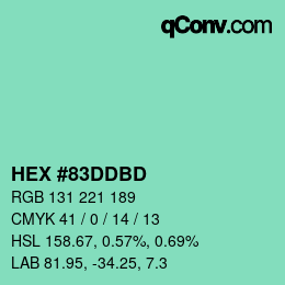 颜色代码: HEX #83DDBD | qconv.com