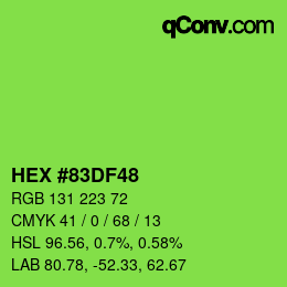 カラーコード: HEX #83DF48 | qconv.com