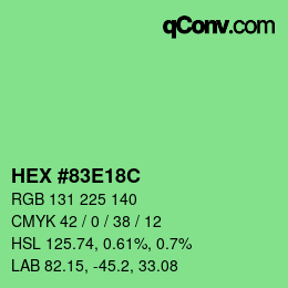 Color code: HEX #83E18C | qconv.com