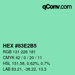 カラーコード: HEX #83E2B5 | qconv.com