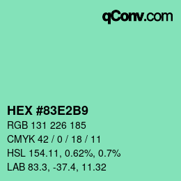 颜色代码: HEX #83E2B9 | qconv.com