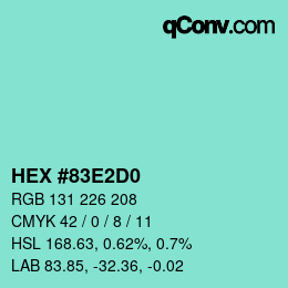 カラーコード: HEX #83E2D0 | qconv.com