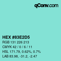 颜色代码: HEX #83E2D5 | qconv.com