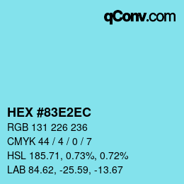 カラーコード: HEX #83E2EC | qconv.com
