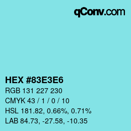カラーコード: HEX #83E3E6 | qconv.com