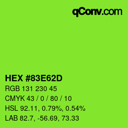 Color code: HEX #83E62D | qconv.com