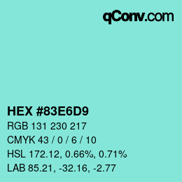 Color code: HEX #83E6D9 | qconv.com