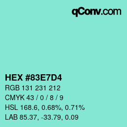 Color code: HEX #83E7D4 | qconv.com