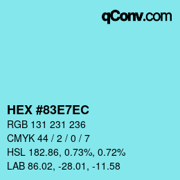 颜色代码: HEX #83E7EC | qconv.com