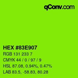 颜色代码: HEX #83E907 | qconv.com