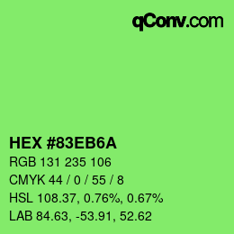 Color code: HEX #83EB6A | qconv.com