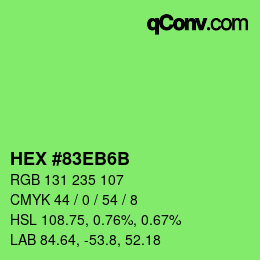 Color code: HEX #83EB6B | qconv.com