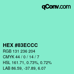 颜色代码: HEX #83ECCC | qconv.com