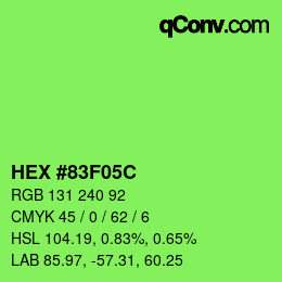 颜色代码: HEX #83F05C | qconv.com