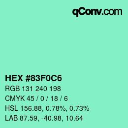 カラーコード: HEX #83F0C6 | qconv.com