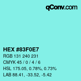 Color code: HEX #83F0E7 | qconv.com