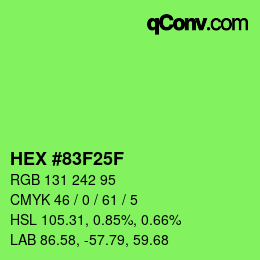 颜色代码: HEX #83F25F | qconv.com
