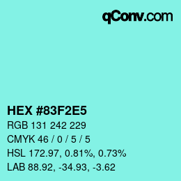 カラーコード: HEX #83F2E5 | qconv.com