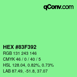 カラーコード: HEX #83F392 | qconv.com